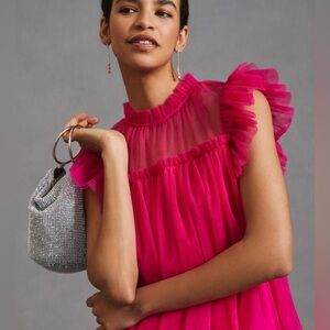 NWT Anthropologie Sunday in Brooklyn Pink Tulle Top